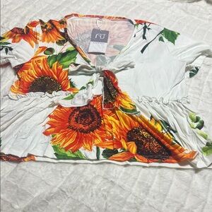 Art July Floral Sunflower Women's Top